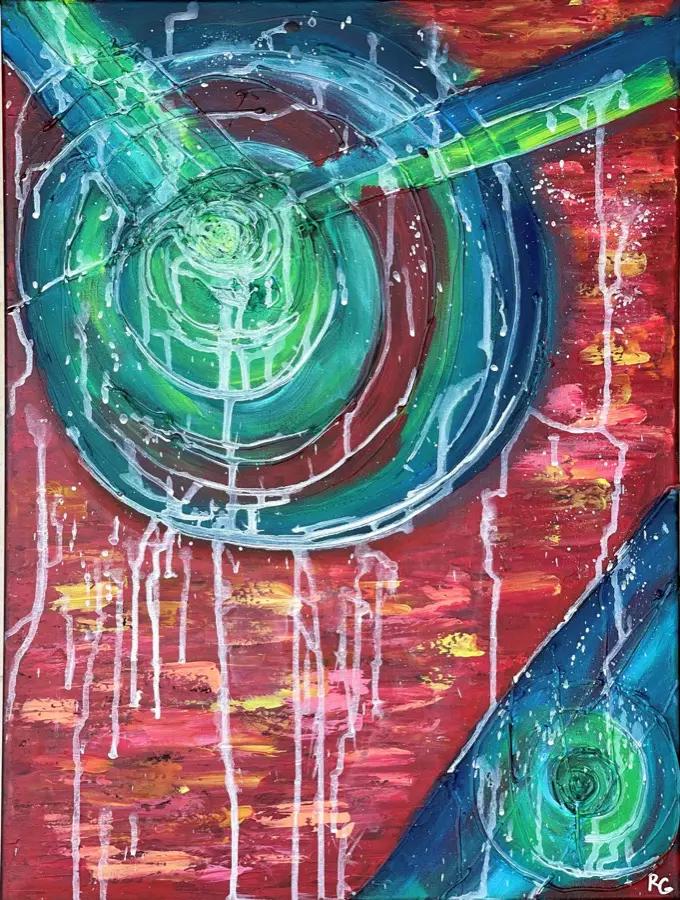 Closer to My Heart – mixed media painting by Radka Gicheva