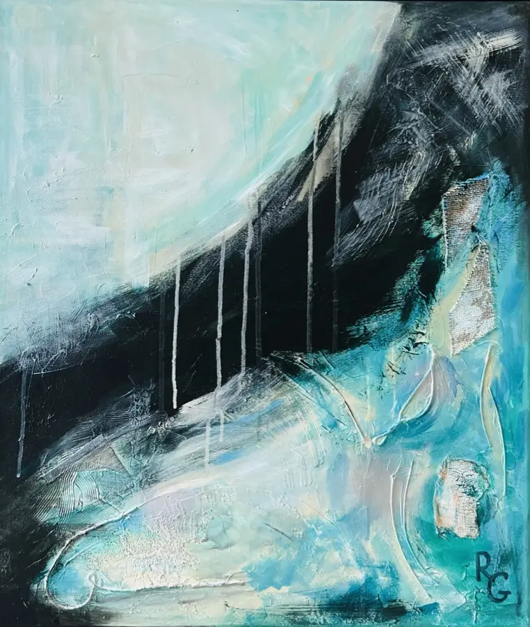 Awakening — original Mixed Media painting by Radka Gicheva, 60 W x 70 H x 2 D cm
