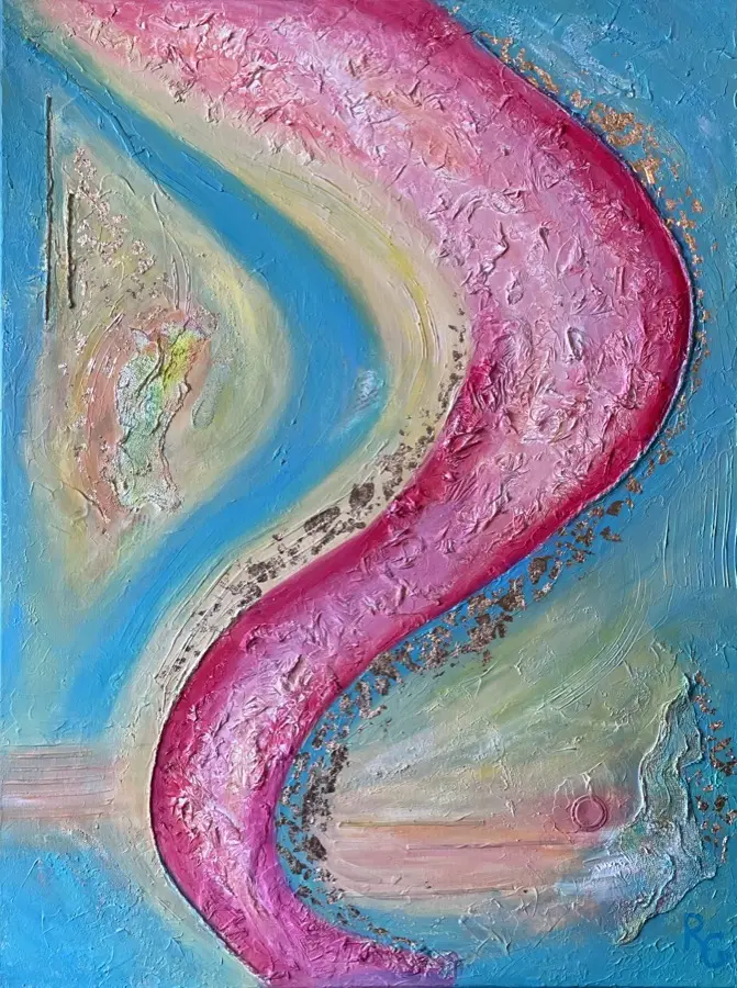 Feel the Joy — original Mixed Media painting by Radka Gicheva, 60 W x 80 H x 2 D cm